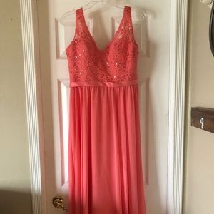 David’s Bridal bridesmaid dress CORAL